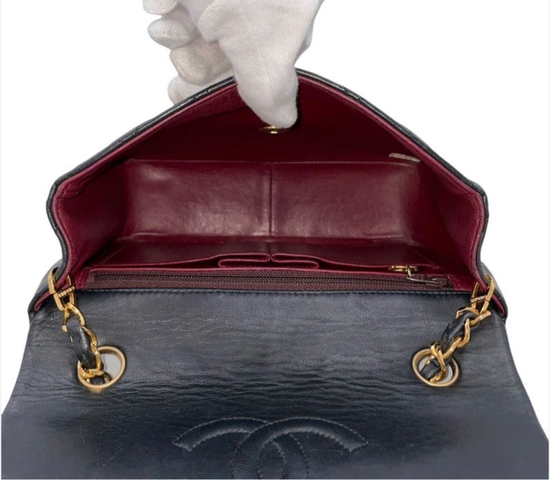 「JL精品代購」9新 Chanel 香奈兒黑金羊皮方胖-10
