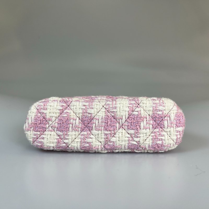 CHANEL 千鳥格紋毛尼粉 貝殼包 晶片款-4