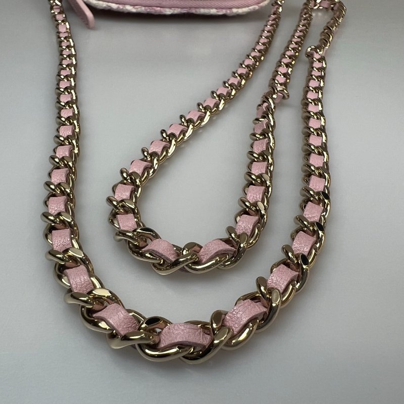 CHANEL 千鳥格紋毛尼粉 貝殼包 晶片款-9