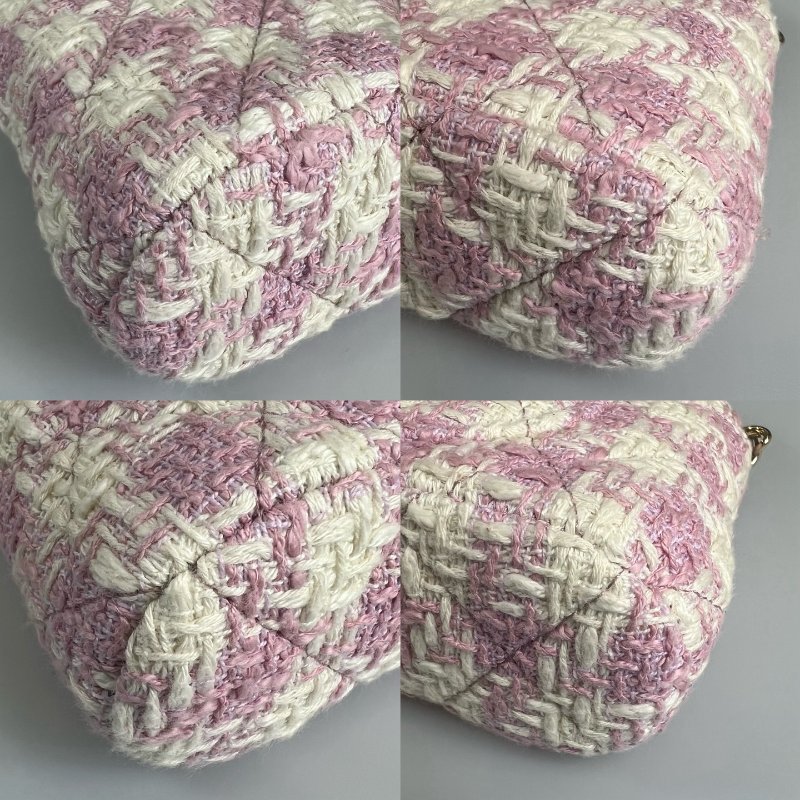 CHANEL 千鳥格紋毛尼粉 貝殼包 晶片款-10