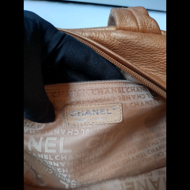 Chanel 古銅金軟皮革手提波士頓包-22