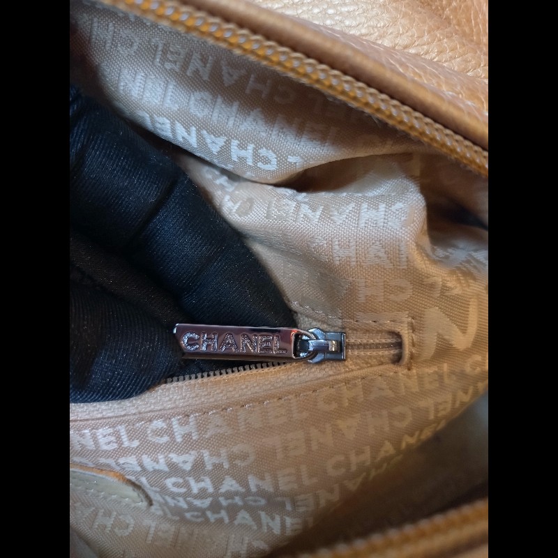Chanel 古銅金軟皮革手提波士頓包-23