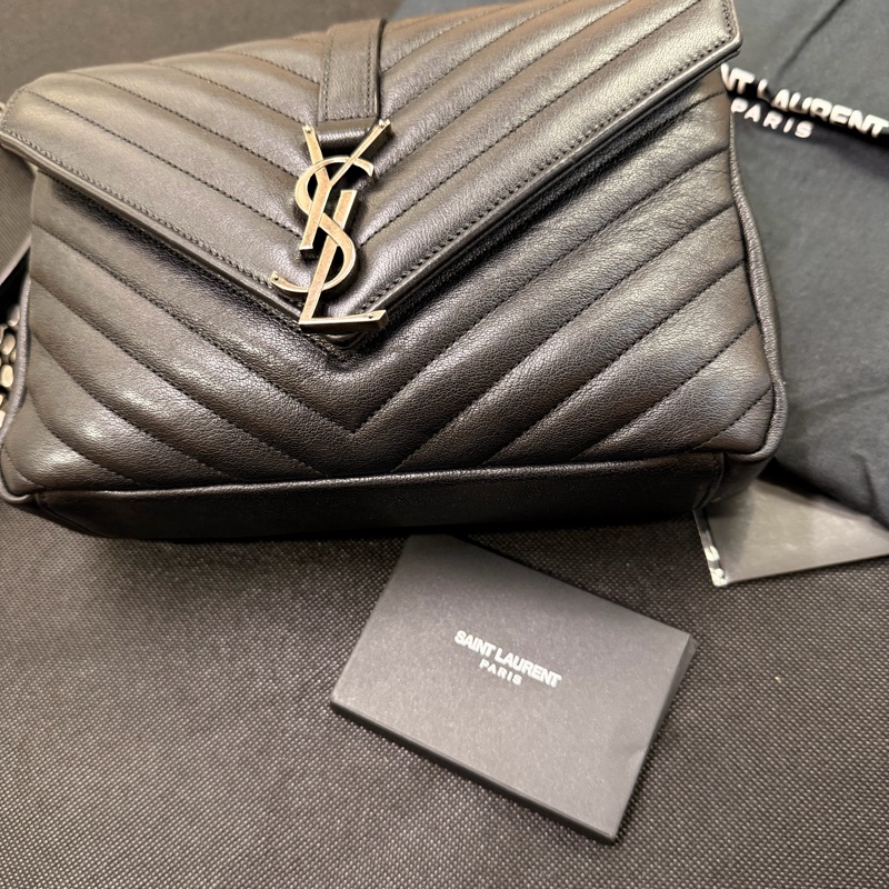 YSL 黑牛皮學院包-0