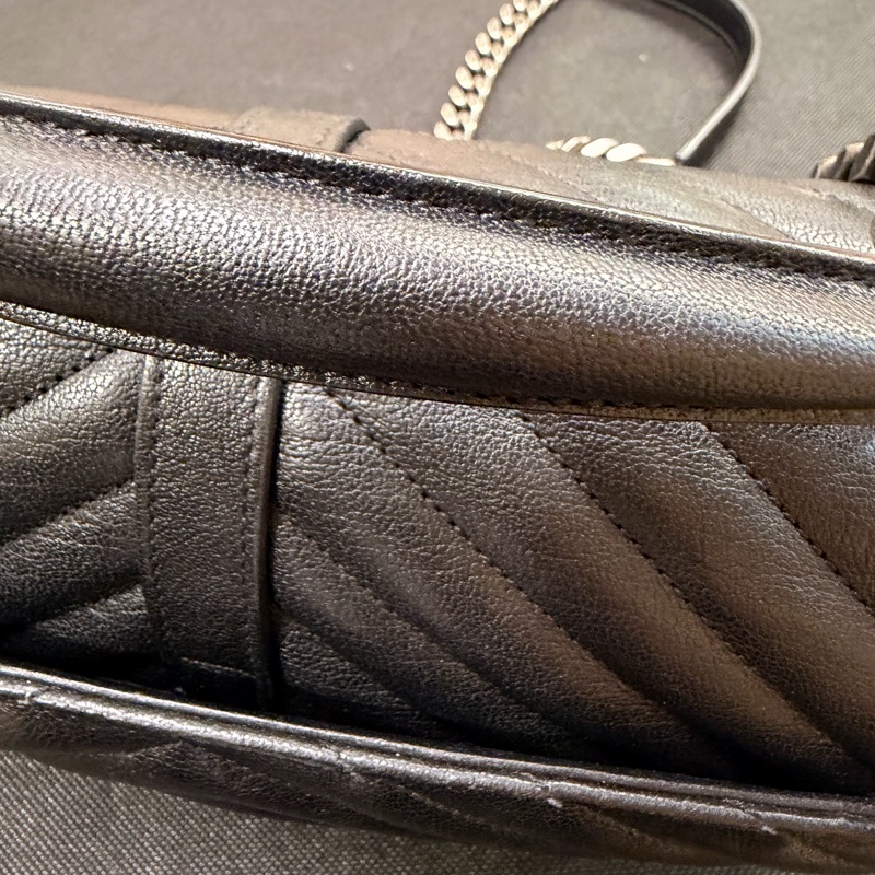 YSL 黑牛皮學院包-34