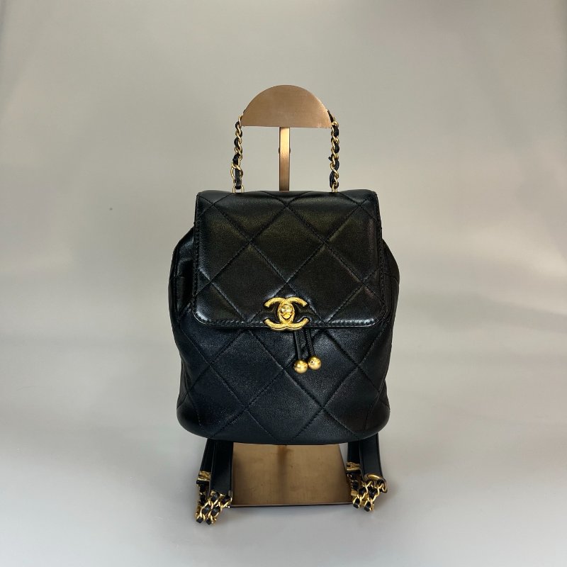 CHANEL 後背包小金球 羊皮黑 AS4866/晶片款-1