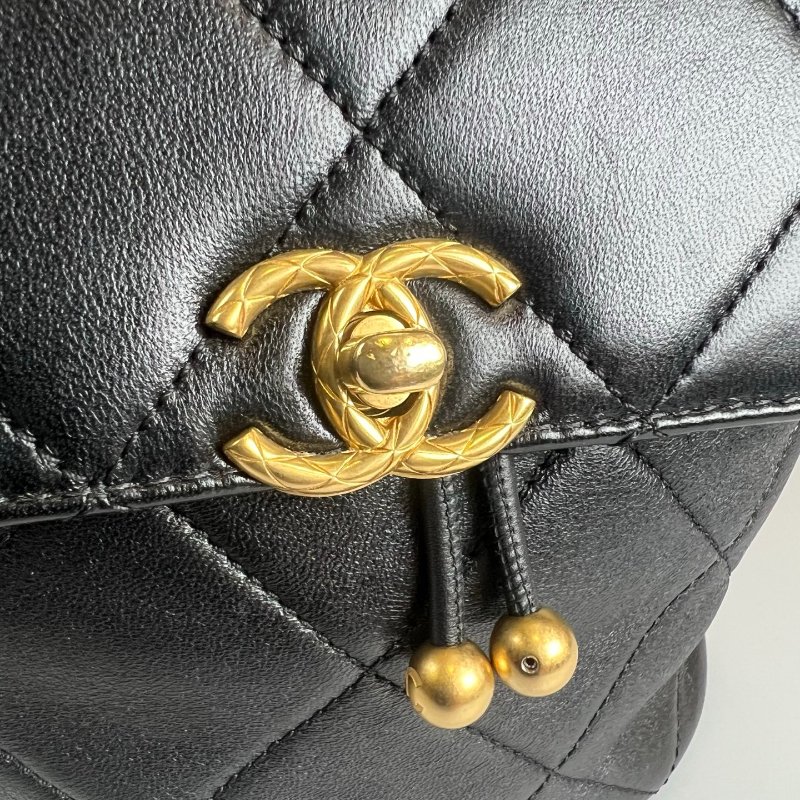 CHANEL 後背包小金球 羊皮黑 AS4866/晶片款-8