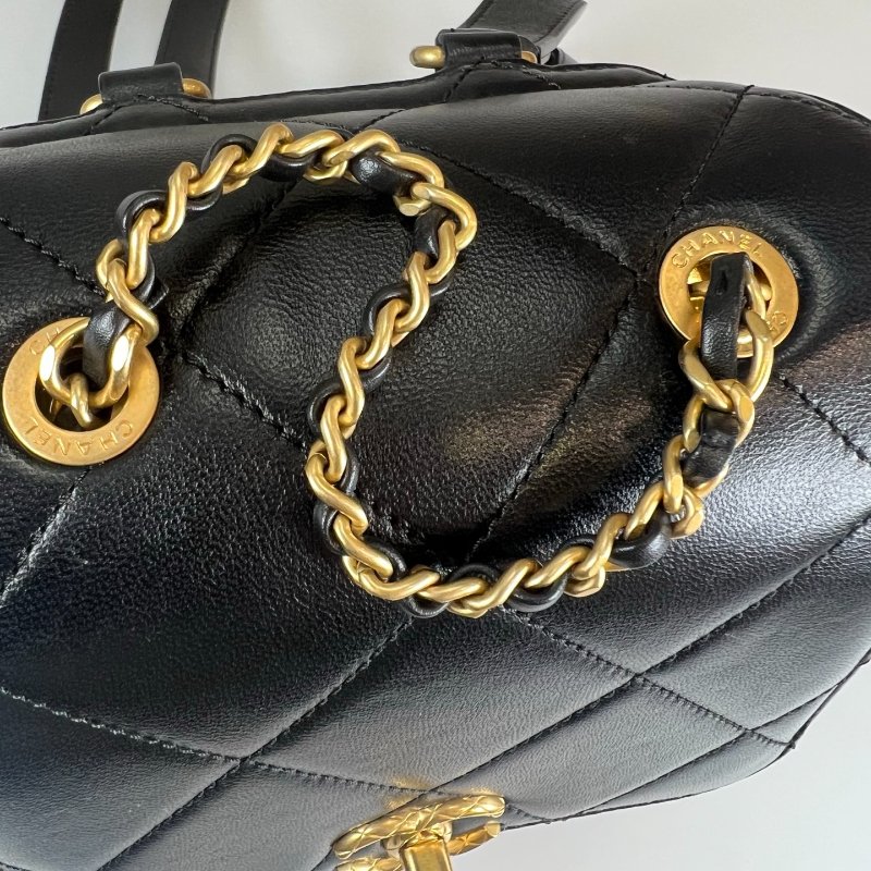 CHANEL 後背包小金球 羊皮黑 AS4866/晶片款-12
