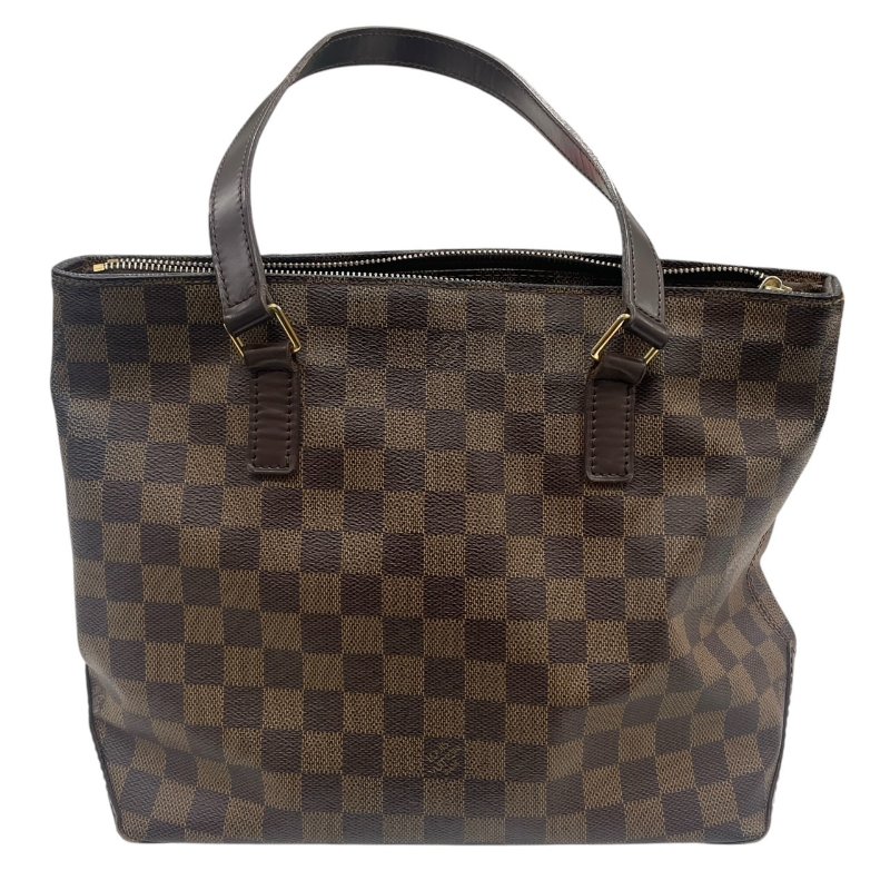 LOUIS VUITTON 路易威登 N51187 CABAS PIANO 托特包 PVC帆布 棋盤格 棕色 金釦-0