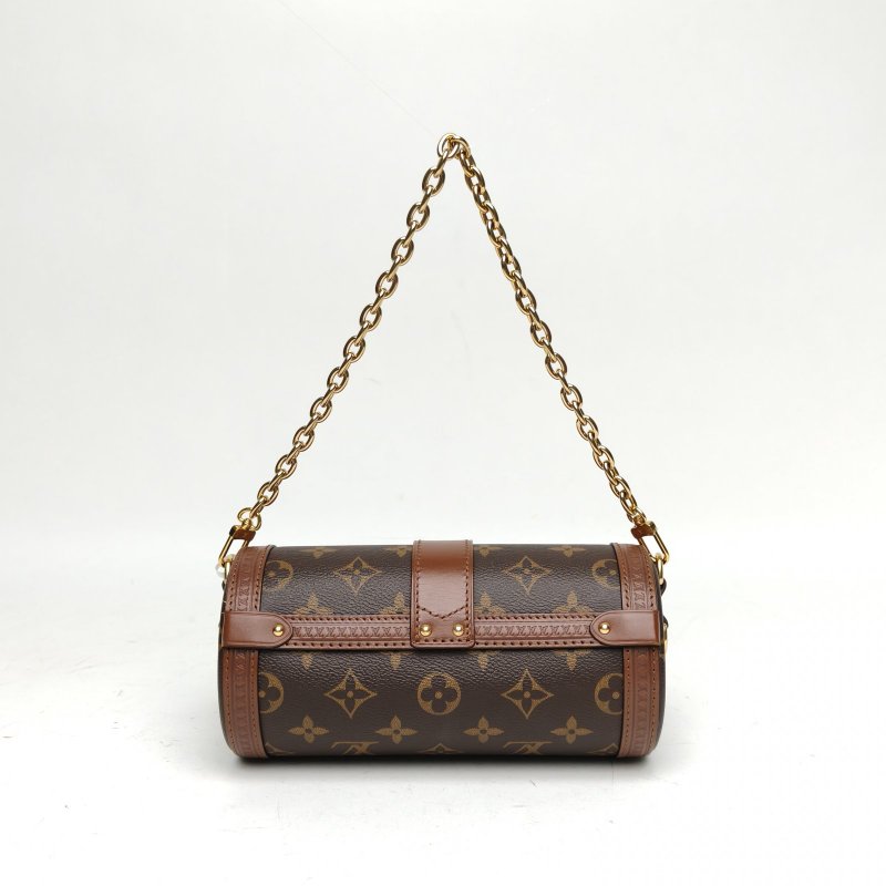 LOUIS VUITTON PAPILLON巴比龍TRUNK鏈條圓桶包老花PVC晶片肩背包-2