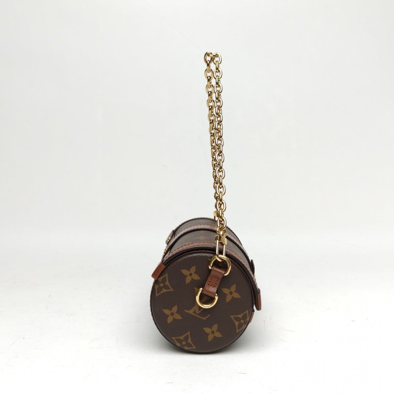 LOUIS VUITTON PAPILLON巴比龍TRUNK鏈條圓桶包老花PVC晶片肩背包-3