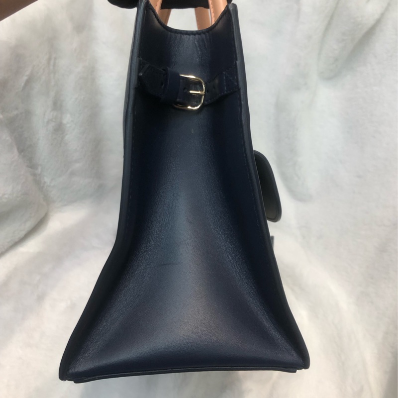Balenciaga 藍色皮拼米色布 2way XC507-2
