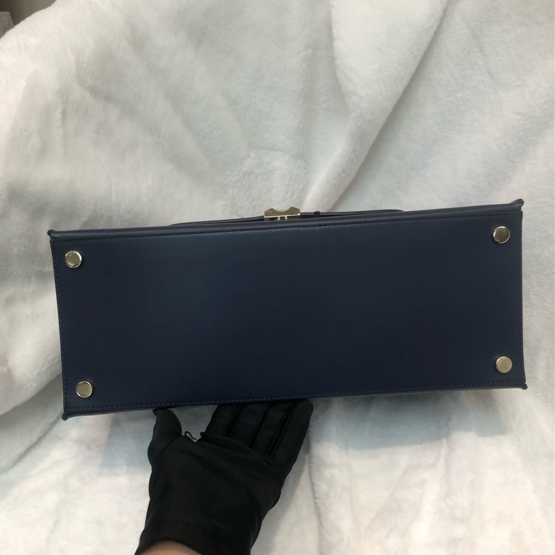 Balenciaga 藍色皮拼米色布 2way XC507-4