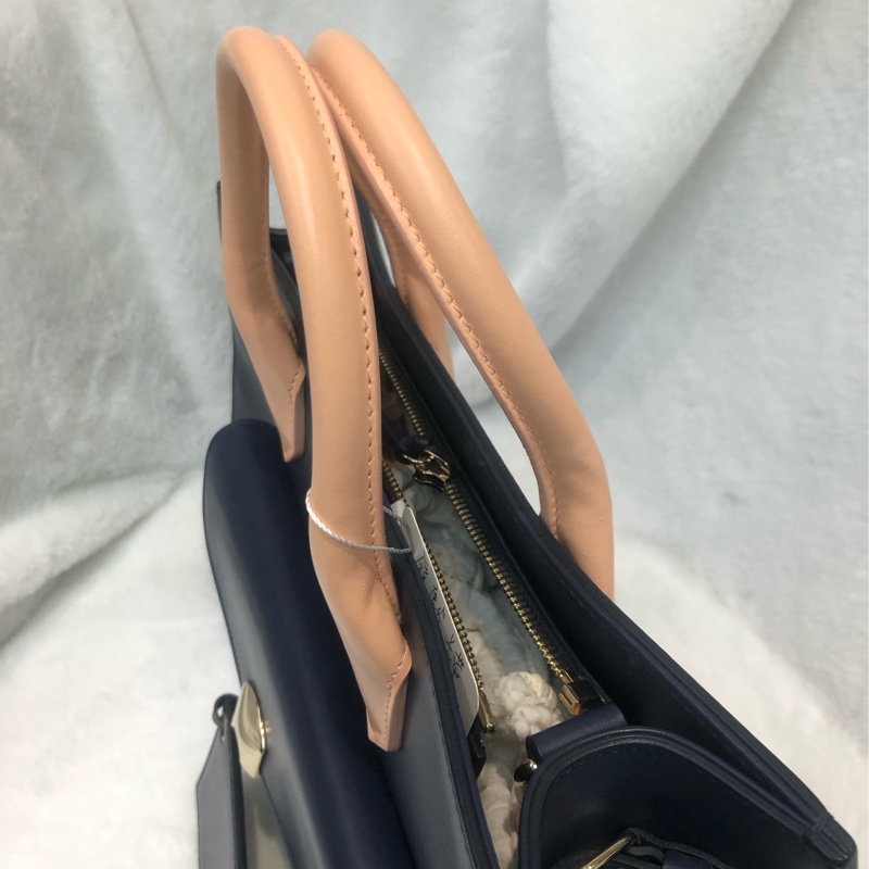 Balenciaga 藍色皮拼米色布 2way XC507-7