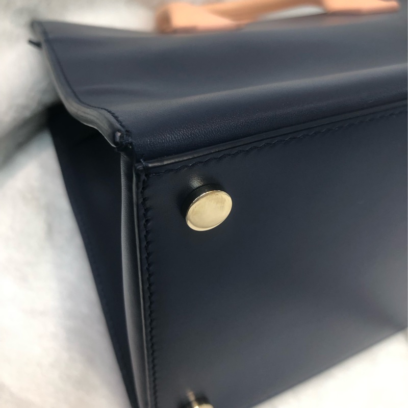 Balenciaga 藍色皮拼米色布 2way XC507-10