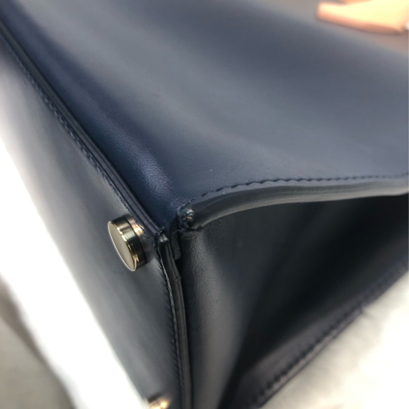 Balenciaga 藍色皮拼米色布 2way XC507-11