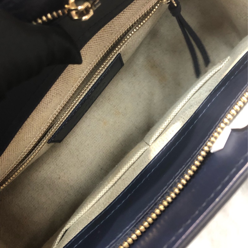 Balenciaga 藍色皮拼米色布 2way XC507-12