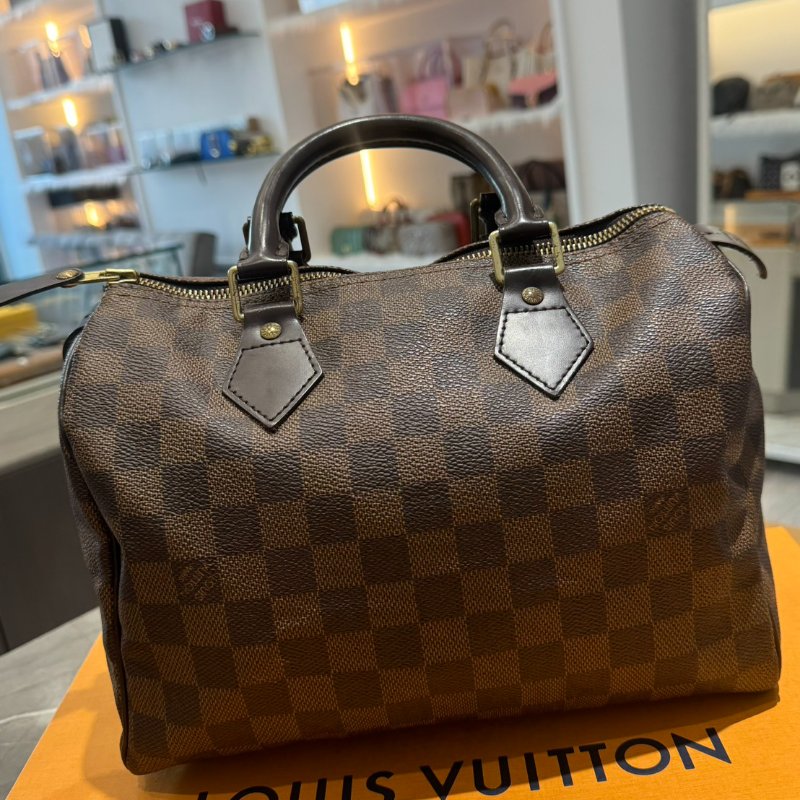 LV 棋盤格金釦Speedy 25 帆布波士頓包-1