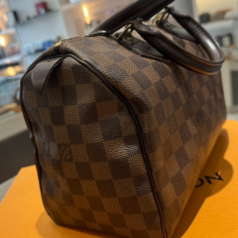 LV 棋盤格金釦Speedy 25 帆布波士頓包-2