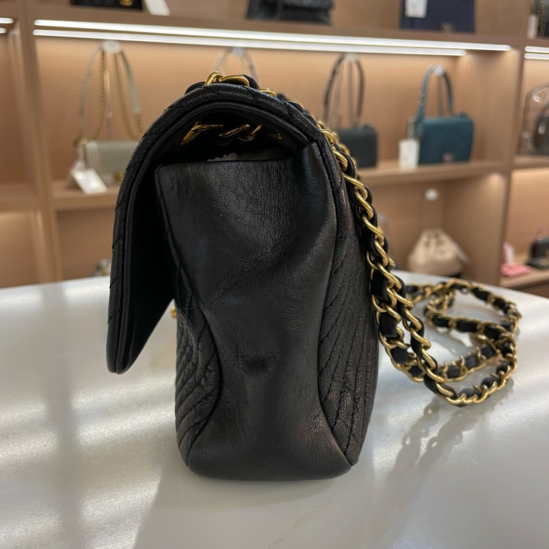 Chanel香奈儿黑金链条V纹单肩斜挎链条包cf  woc黑金 21開 有塵袋 無卡 無盒子 尺寸底長25*高12cm-4