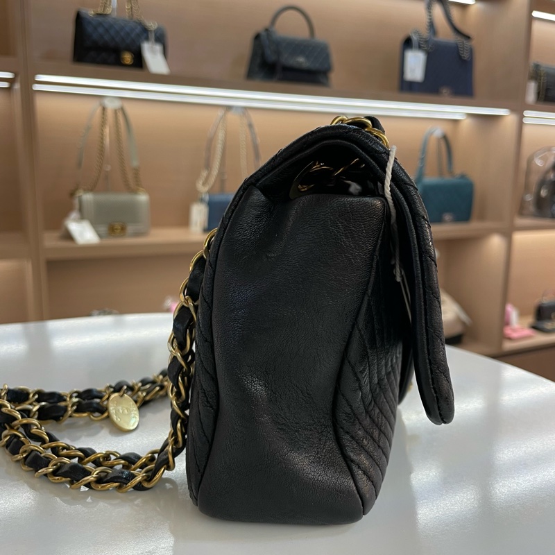 Chanel香奈儿黑金链条V纹单肩斜挎链条包cf  woc黑金 21開 有塵袋 無卡 無盒子 尺寸底長25*高12cm-5
