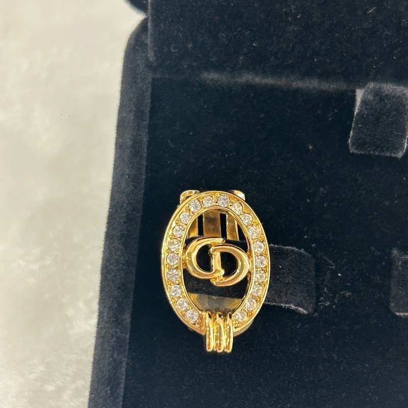 DIOR VINTAGE 橢圓水鑽夾式耳環(超新）-2