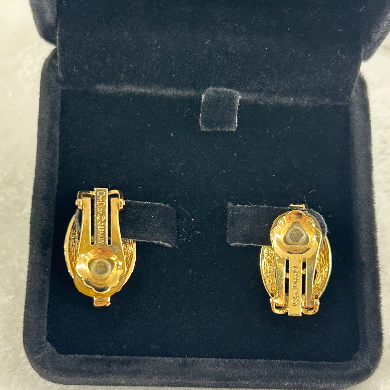 DIOR VINTAGE 橢圓水鑽夾式耳環(超新）-4