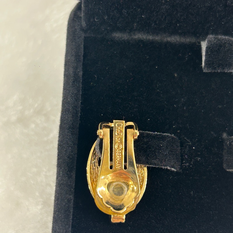 DIOR VINTAGE 橢圓水鑽夾式耳環(超新）-5