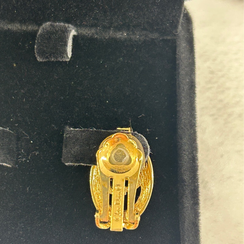 DIOR VINTAGE 橢圓水鑽夾式耳環(超新）-6