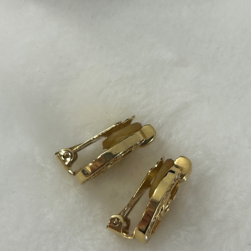 DIOR VINTAGE 橢圓水鑽夾式耳環(超新）-7