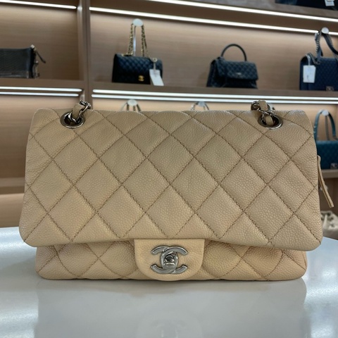 Chanel香奈儿 荔枝皮 easycoco cf 米色 链条单肩斜挎包 20開 有塵袋 無卡 無盒子 尺寸底長25*高16cm