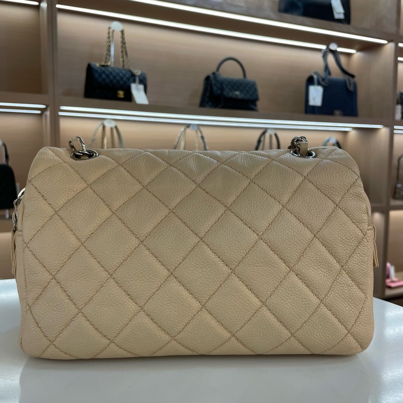 Chanel香奈儿 荔枝皮 easycoco cf 米色 链条单肩斜挎包 20開 有塵袋 無卡 無盒子 尺寸底長25*高16cm-1