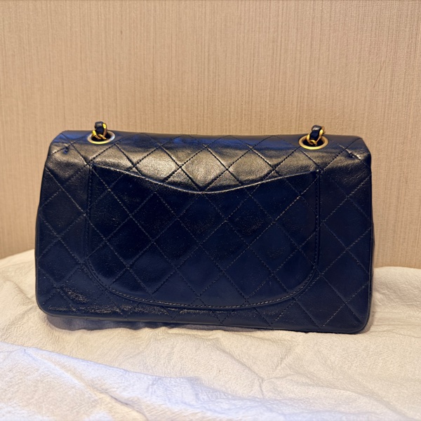 Chanel Classic Flap 23cm Vintage 老香 黑金 羊皮｜有保卡-10