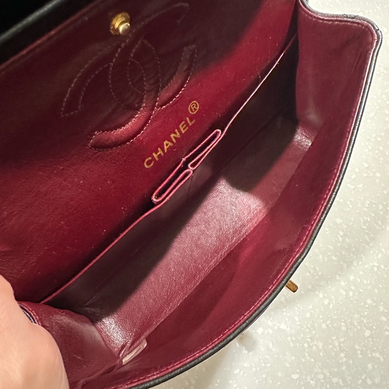 Chanel Classic Flap 23cm Vintage 老香 黑金 羊皮｜有保卡-12