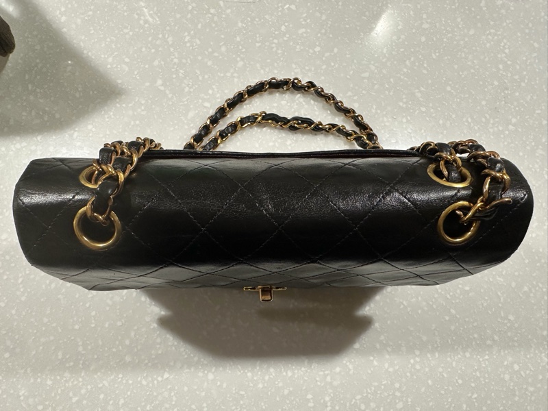 Chanel Classic Flap 23cm Vintage 老香 黑金 羊皮｜有保卡-2