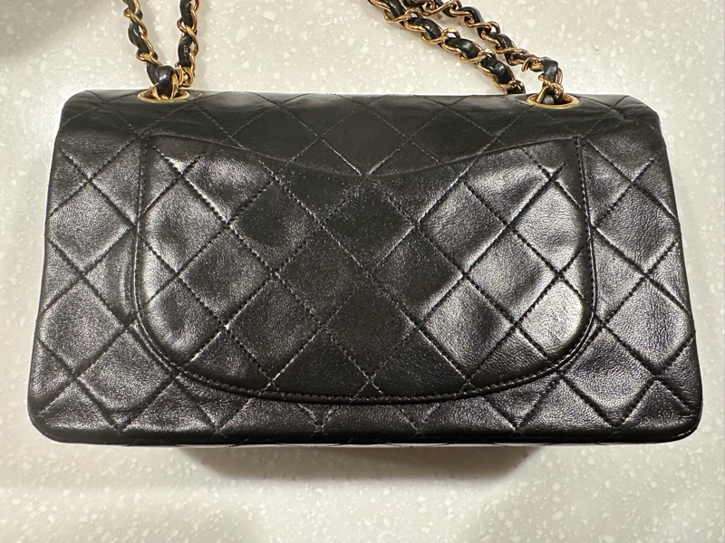 Chanel Classic Flap 23cm Vintage 老香 黑金 羊皮｜有保卡-3