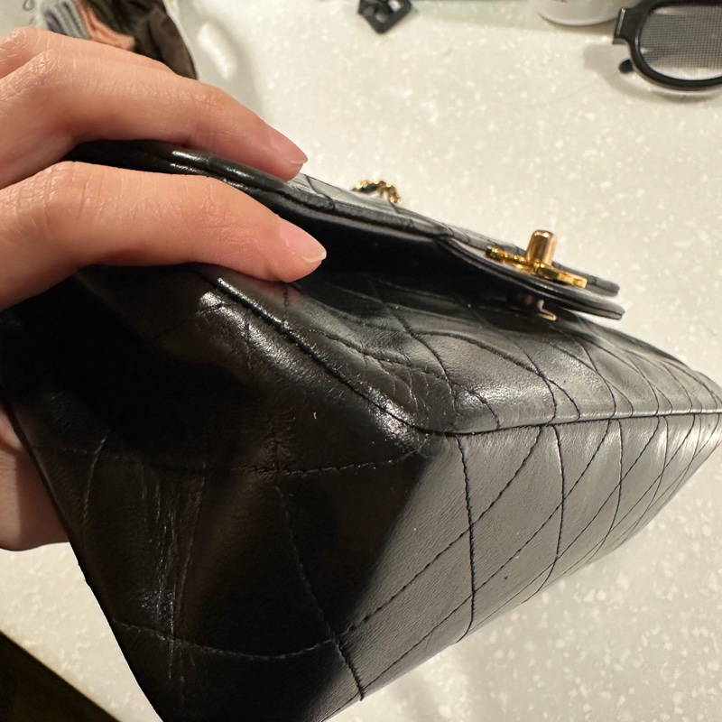 Chanel Classic Flap 23cm Vintage 老香 黑金 羊皮｜有保卡-4