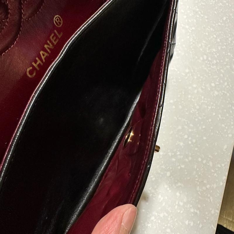 Chanel Classic Flap 23cm Vintage 老香 黑金 羊皮｜有保卡-7