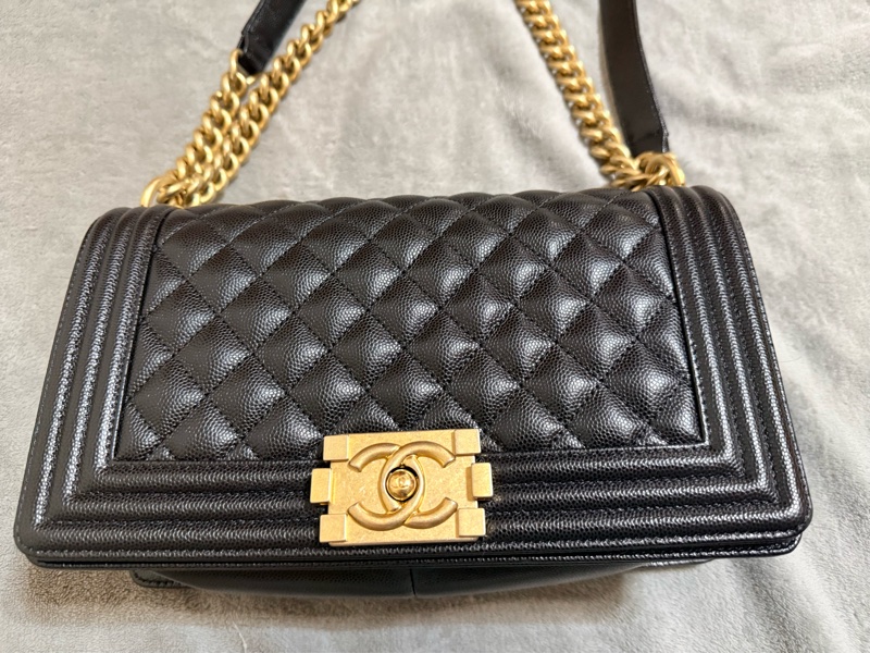 Chanel Boy 25 黑金 牛皮-3