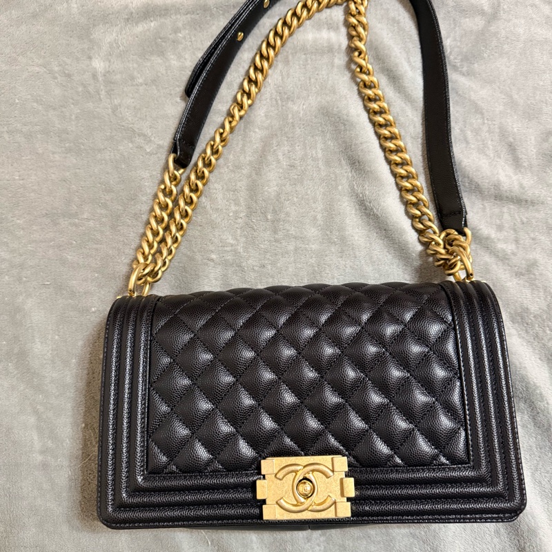Chanel Boy 25 黑金 牛皮-7