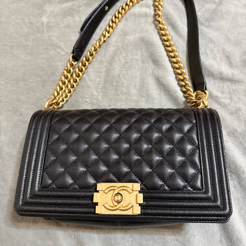 Chanel Boy 25 黑金 牛皮-8