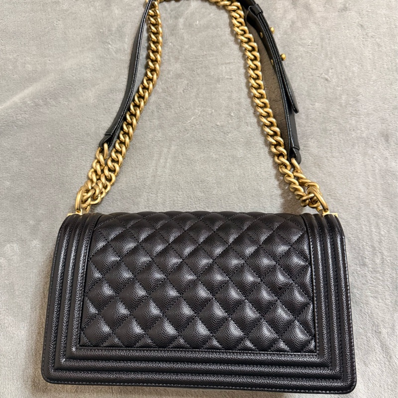 Chanel Boy 25 黑金 牛皮-11