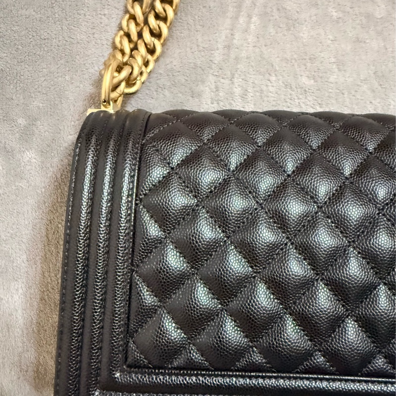 Chanel Boy 25 黑金 牛皮-13