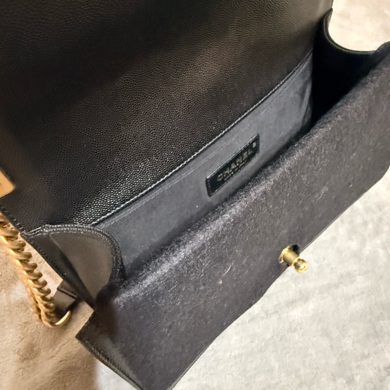 Chanel Boy 25 黑金 牛皮-15