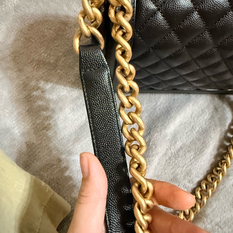 Chanel Boy 25 黑金 牛皮-17