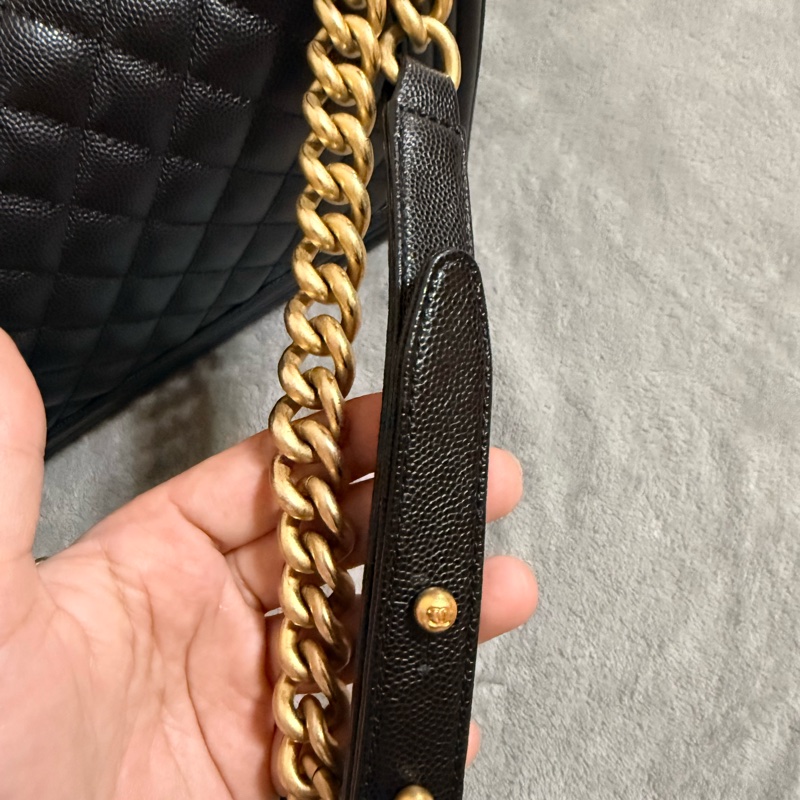 Chanel Boy 25 黑金 牛皮-18