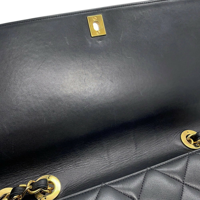 香奈兒鏈肩背包，絎縫，Coco標誌，大號Coco，雙鍊，魚子醬紋皮革，CHANEL，黑色，手提包，女士，CHANEL-13