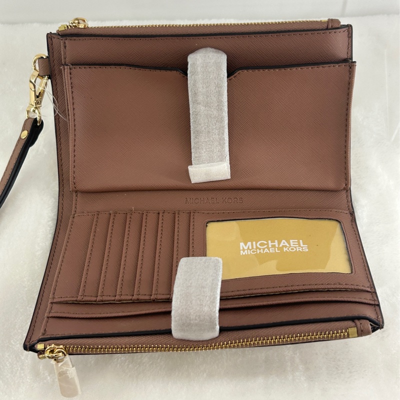 Michael Kors 經典十字紋防刮皮革手拿包（全新）玫瑰粉-5