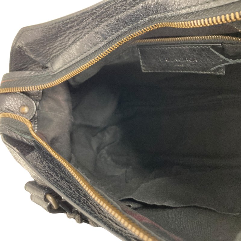 BALENCIAGA 巴黎世家 CITY 機車包 皮革 黑色 棕色釦-12