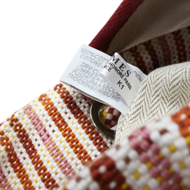 紅白條紋 帆布 Animaux Nattes 後背包【HERMES 愛馬仕】 H103996M-5
