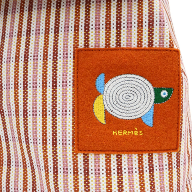 紅白條紋 帆布 Animaux Nattes 後背包【HERMES 愛馬仕】 H103996M-6